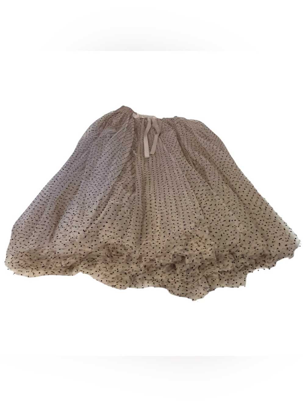 Tulle Polka Dot Skirt Midi Beige and Black Choklate S - Picture 6 of 12